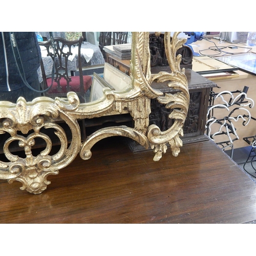 834 - Chippendale Chinese Style Pagoda Giltwood Mirror: 160cm x 80cm