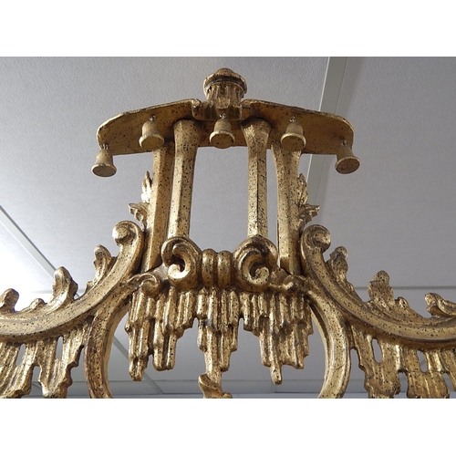 834 - Chippendale Chinese Style Pagoda Giltwood Mirror: 160cm x 80cm