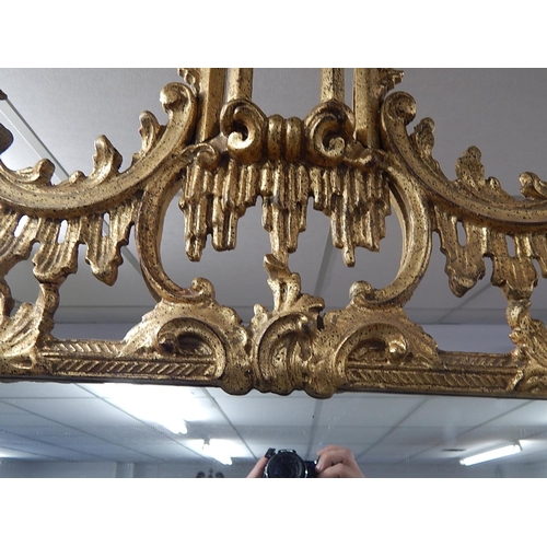 834 - Chippendale Chinese Style Pagoda Giltwood Mirror: 160cm x 80cm