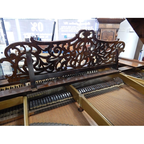 835 - RONISCH: Late 19th Century Ronisch Rosewood Grand Piano with Brass Adornments & Turned Bulbous Legs:... 