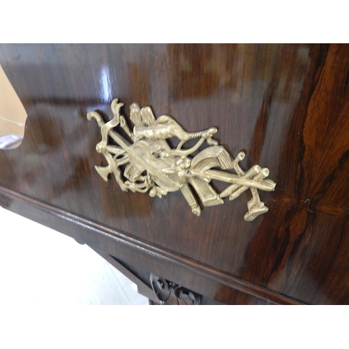 835 - RONISCH: Late 19th Century Ronisch Rosewood Grand Piano with Brass Adornments & Turned Bulbous Legs:... 