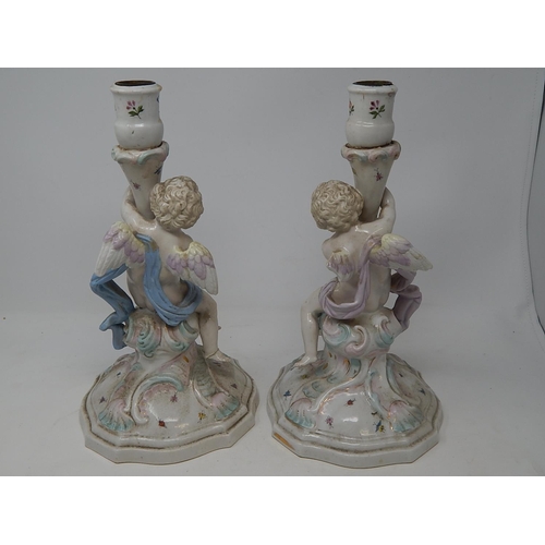 368 - Pair of 19th Century Figural Candlesticks: Swords Mark to Base: Height 32cm A/F