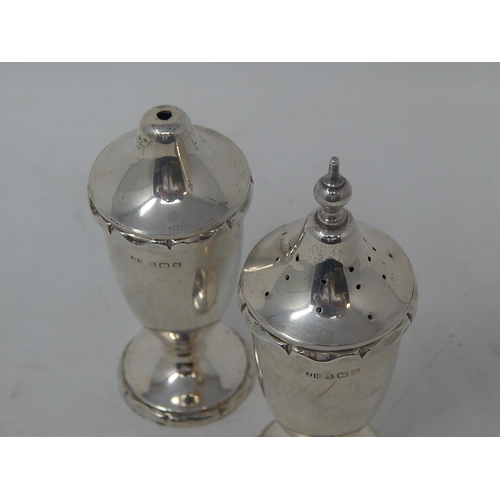 14 - Silver Salt & Pepper Shakers Hallmarked Birmingham 1947. Weight 107g.