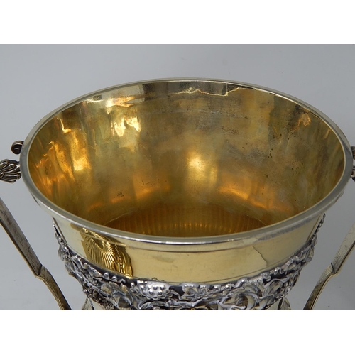 24 - Edwardian Silver Gilt Trophy Cup & Lid: Hallmarked London 1908 by Sydney Bellamy Harman: Height on S... 