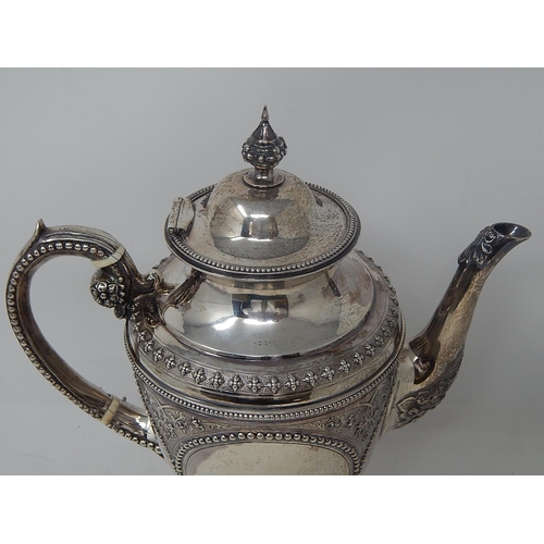 26 - Victorian Silver Coffee Pot: Hallmarked London 1853 by Henry Holland: Height 27cm: Weight 29.58oz (9... 