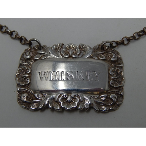 37 - William IV Silver Whisky Label with Suspension Chain: Hallmarked Birmingham 1839 by Taylor & Perry: ... 