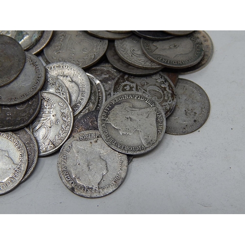 646 - A Large Collection of Silver 3d's: Weight 127g