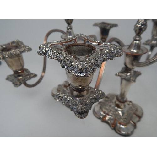 47 - Pair of Sheffield Plate on Copper Candelabra: 30cm wide.