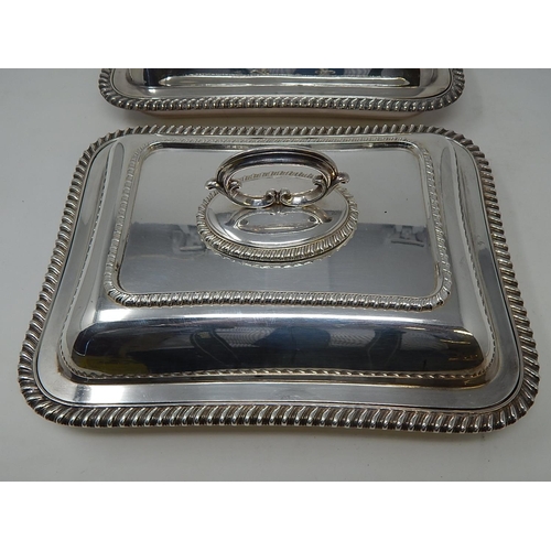 48 - Good Pair of Silver Plated Entrée Dishes: Hukin & Heath: 28.5cm x 22.5cm