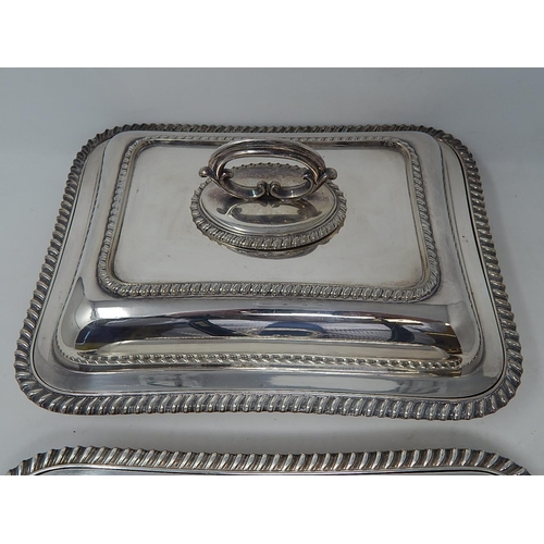 48 - Good Pair of Silver Plated Entrée Dishes: Hukin & Heath: 28.5cm x 22.5cm