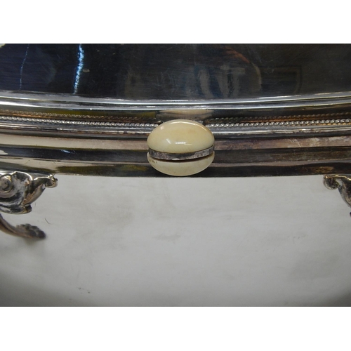 49 - Edwardian Silver Plated Revolving Bacon Dish: 35.5cm wide.