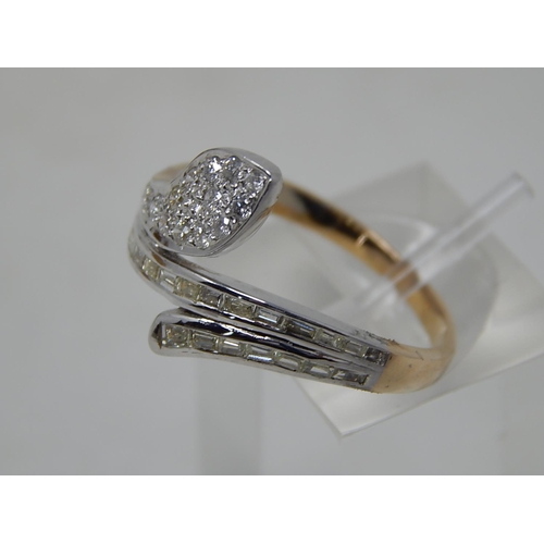 106 - Diamond set snake ring, round brilliant cut and baguette cut diamonds mounted in white and yellow me... 