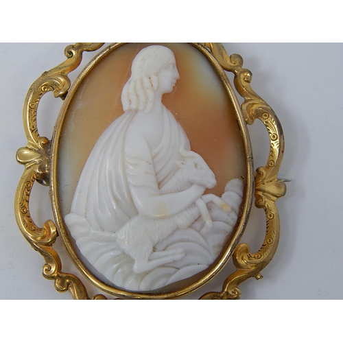 116 - Yellow Metal mounted Cameo Brooch 5.5cm x 4.2cm