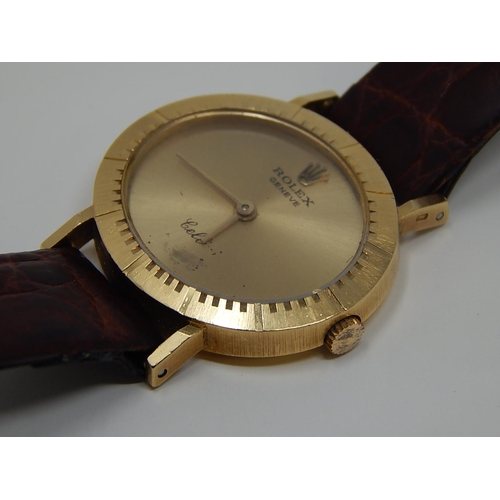 120 - ROLEX: Ladies 18ct Gold Cellini Wristwatch on original strap.