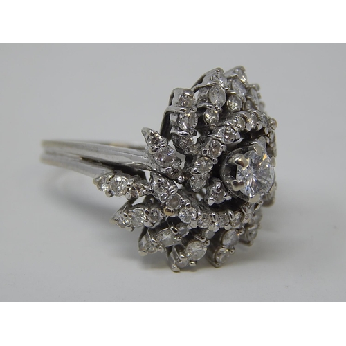 124 - 18ct White Gold Diamond Cocktail Ring Inset with 4.5ct of Diamonds. The Diamonds of Excellent Colour... 