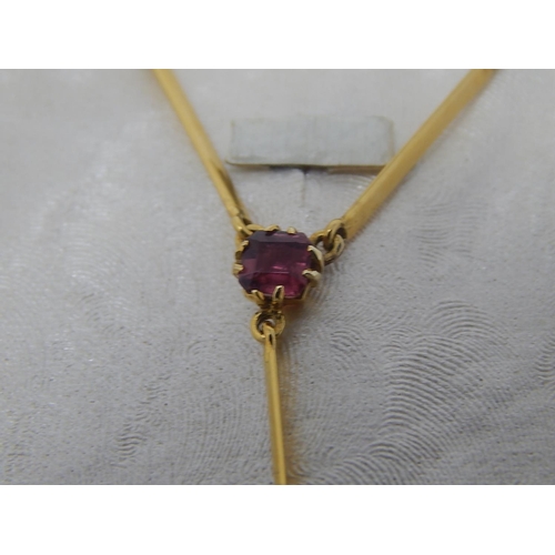 138 - Victorian pink tourmaline pendant necklace, round cut tourmaline suspending a pear shaped tourmaline... 