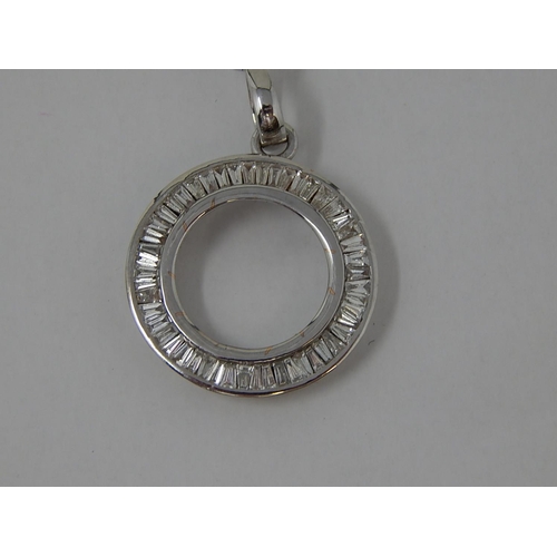 139 - 18ct White Gold Pendant inset with a circle of Baguette Cut Diamonds on an 18ct White Gold Chain. Bo... 