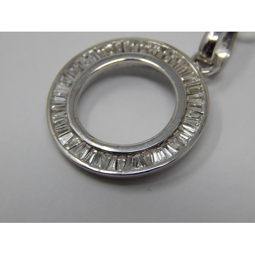 139 - 18ct White Gold Pendant inset with a circle of Baguette Cut Diamonds on an 18ct White Gold Chain. Bo... 