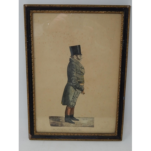 202 - 19th century picture of a Gentleman by Richard Dighton: Framed & Glazed: Measures 36cm x 25.5cm