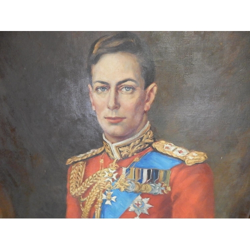 205 - WITHDRAWN: COLIN CAMERON RAMSEY: b.1891-: Oil on Canvas: Portrait of King George VI: Measures 148cm ... 