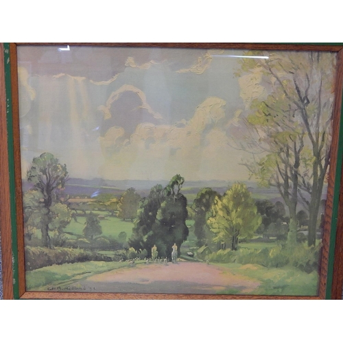 220 - WITHDRAWN: Framed & Glazed Picture after G.H.B Holland 1937 measuring 69cm x 60cm framed together wi... 