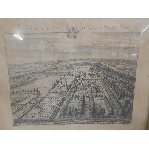 239 - 3 x 19th century prints: Hatherop, Seat of Sir John Webb: 69cm x 60cm