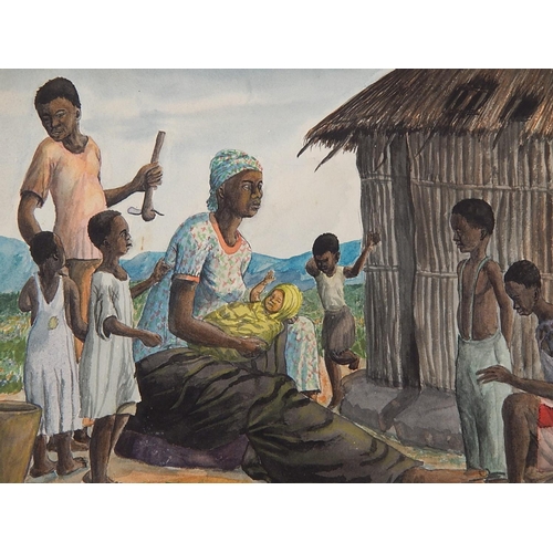 240 - THE ERNEST KNIGHT COLLECTION: PAINTINGS FROM NORTHERN RHODESIA: JOSEPH K NJAMIM: 1954