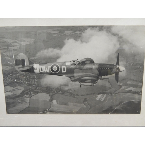 255 - WWII: Two Black & White Spitfire Photographs: Framed & Glazed: Measures 44cm x 32cm