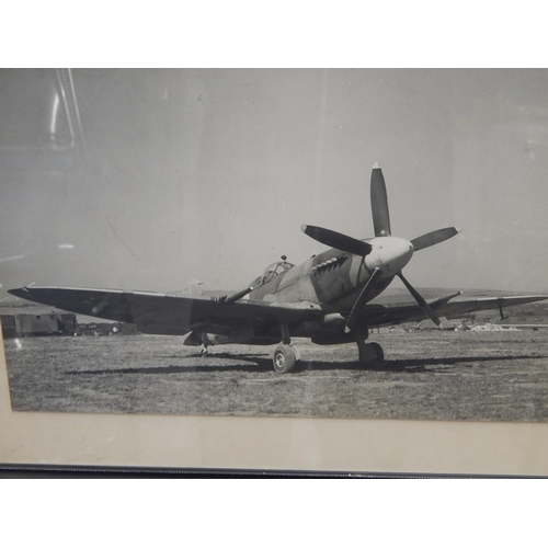 255 - WWII: Two Black & White Spitfire Photographs: Framed & Glazed: Measures 44cm x 32cm