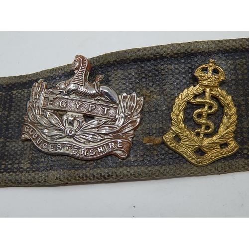 302 - WW1: Military Belt adorned with 12 Military Badges