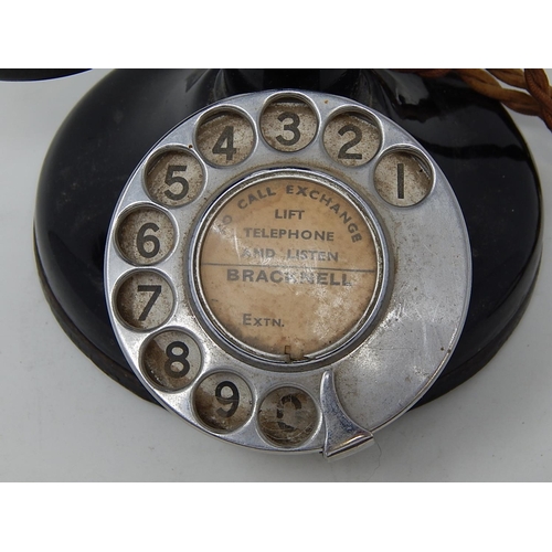 334 - Early 20th Century Stick Telephone with original flex. Height 30cm