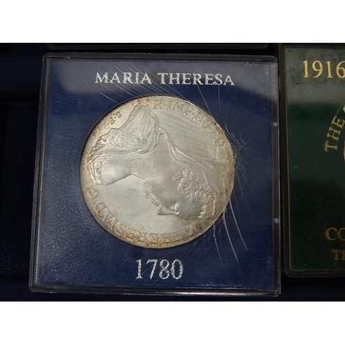 642 - Collection of Silver Coins: USA Morgan Dollar 1884, Maria Theresa 1780, Irish Pearce 10 Shillings 19... 