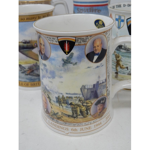 354 - 8 x Commemorative Military Tankards by Royal Doulton, Coalport etc