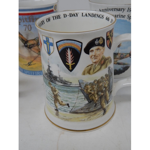 354 - 8 x Commemorative Military Tankards by Royal Doulton, Coalport etc