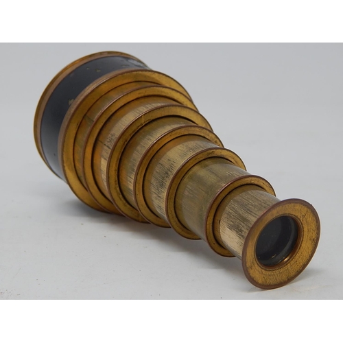 362 - 18th Century Brass Gentleman's Monocular six Drawer Telescope c.1750. Diameter of up to 4.7cm. Lense... 