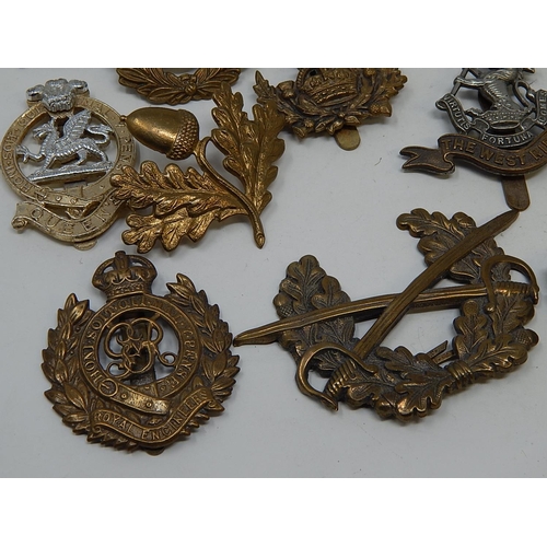 416 - Quantity of Military Cap Badges etc including a silver & Enamel RAF brooch