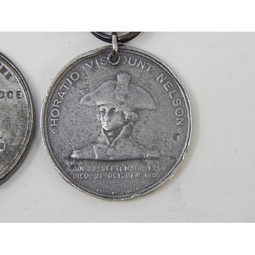 417 - Nelson Medallion together with a medallion commemorating the opening of the Clifton Suspension Bridg... 