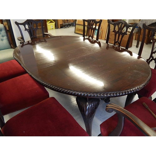 701 - WITHDRAWN: Chippendale Style Oval wind out Mahogany Dining Table with Two Leaves, complete with its ... 