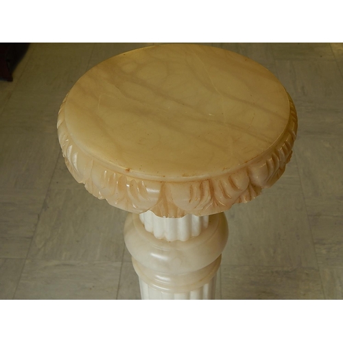 706 - WITHDRAWN: Alabaster Stand, Measuring 92cm high, diameter of top 26cm