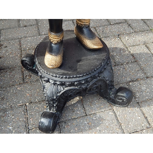 708 - Pair of Cast Metal Gilded Blackamoor Figures with Candle/Light Holders. Measuring 118cm