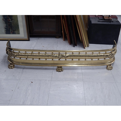 713 - Quality 19th century Brass fender with Lion Paw Feet: 120cm wide x 22cm high