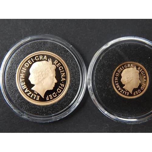 606 - Elizabeth II Proof Half & Quarter Sovereigns 2012, practically as struck, scarce