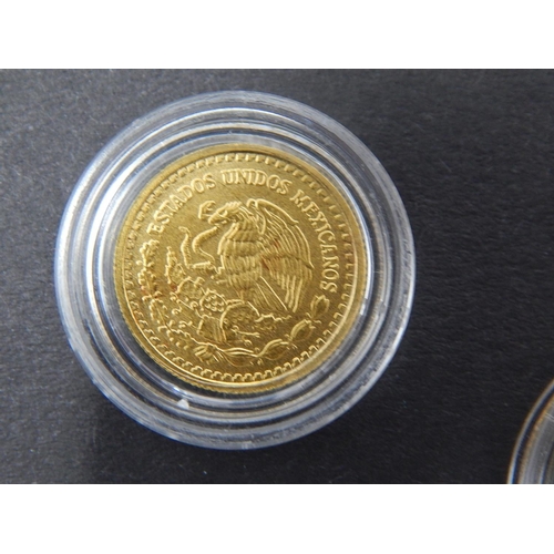 617 - Mexico 1/10 ounce gold coins x 5 a few surface marks, otherwise all about Uncirculated