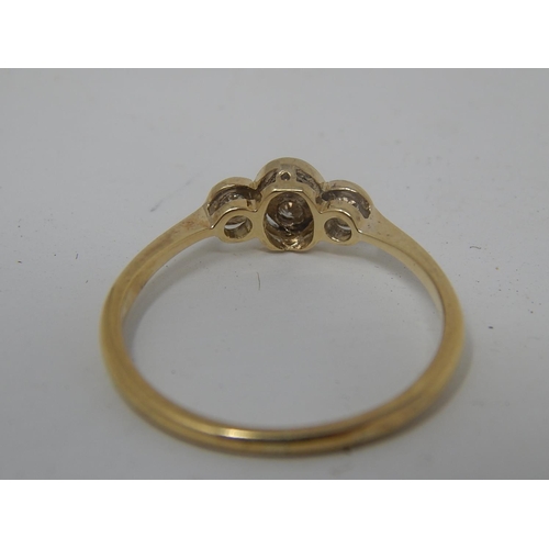 155 - 18ct Gold & Platinum Ring Inset with Four Diamonds. Ring Size Q. Weight 2.06g