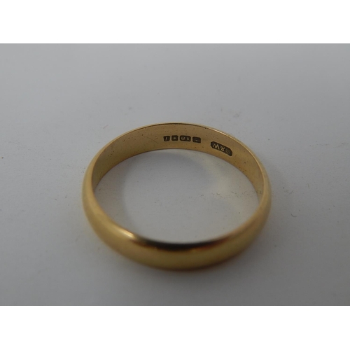 156 - 18ct Gold Plain Band. Ring Size Q. Weight 3.42g