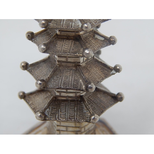 5 - Chinese Silver Spice Tower by WANG HING 90. Height 8cm. Weight 41.46g