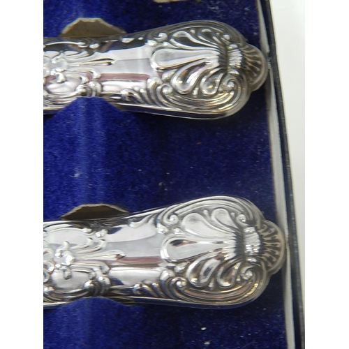 59 - Kings Pattern: Silver Handled Bread Knife, Cake Slice & Cheese Knife. All Hallmarked Sheffield.