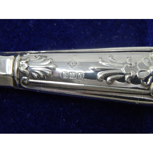 59 - Kings Pattern: Silver Handled Bread Knife, Cake Slice & Cheese Knife. All Hallmarked Sheffield.