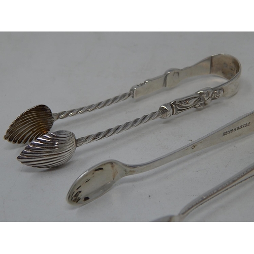 60 - Three Pairs of Silver Sugar Tongs Hallmarked London 1871, Birmingham 1901 & Birmingham 1926