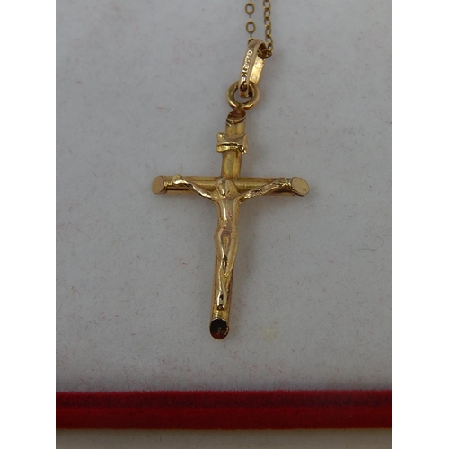 160 - 9ct Gold Hallmarked Crucifix on 9ct Gold Hallmarked Chain. Boxed